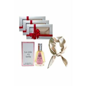 3 x Set Elysa – Apa de Parfum La Vida es Bella 50ml - Esarfa satinata crem imagine