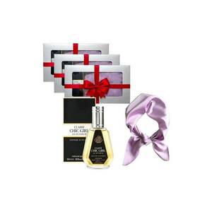 3 x Set Elysa – Apa de Parfum Classy Chic Girl 50ml - Esarfa satinata lila imagine