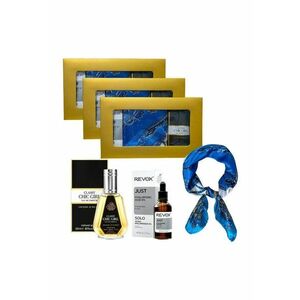 3 x Set Elysa – Apa de Parfum Classy Chic Girl 50ml - Ser Revox Hyaluronic Acid 5% 30ml - Esarfa albastra imagine