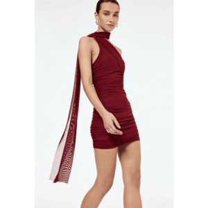 Rochie mini cu volane - Bordeaux imagine