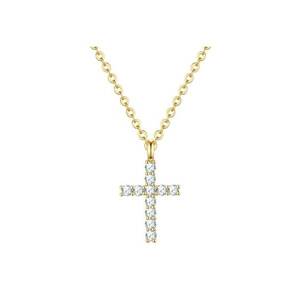 Colier placat cu aur de 14K si decorat cu pandantiv-cruce - Auriu imagine