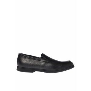 Pantofi loafer din piele cu capstuseala din lana de miel - Negru imagine