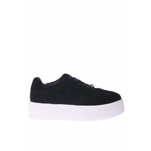 Pantofi sport flatform cu garnituri din piele intoarsa - Negru imagine