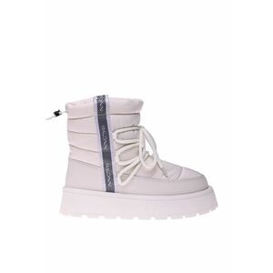 Ghete slip-on flatform cu garnituri din piele - Alb fildes imagine