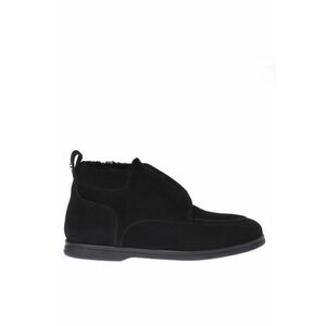Ghete slip-on din piele intoarsa cu captuseala din lana de miel - Negru imagine