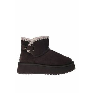 Ghete slip-on flatform din piele intoarsa cu captuseala din lana de miel - Maro imagine