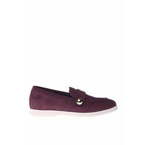 Pantofi loafer din piele intoarsa cu detaliu contrastant - Visiniu imagine