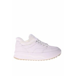 Ghete flatform din piele cu captuseala din lana de miel - Alb imagine