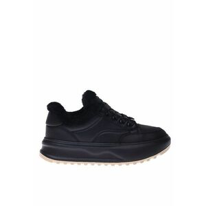 Ghete flatform din piele cu captuseala din lana de miel - Negru imagine
