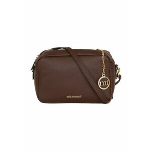 Geanta crossbody de piele cu 2 compartimente - Maro inchis imagine