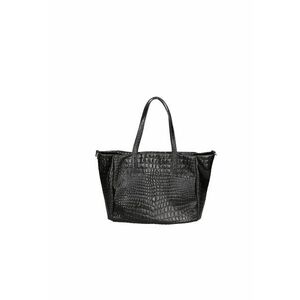 Geanta shopper de piele cu aspect de piele de crocodil - Negru imagine