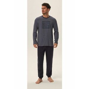 Pijama barbati Jarvis - albastru - bumbac - bluza cu maneca lunga si pantaloni lungi - set imagine