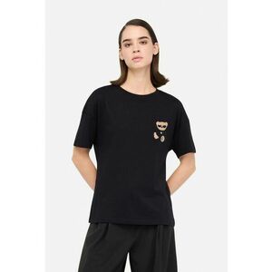 Tricou de bumbac cu broderie si strasuri - Negru imagine