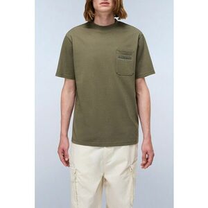 Tricou cu buzunar pe piept si decolteu la baza gatului - Maro taupe/Kaki imagine
