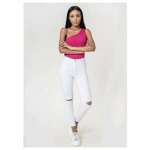 Blugi slim dama cu detalii rupte - Albi P501-10 M10 19077 - Alb imagine