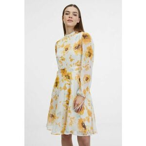 Rochie midi cu design floral - Alb/Galben imagine
