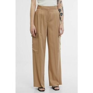 Pantaloni crop cu talie inalta - Maro deschis imagine