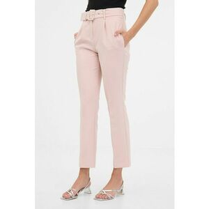 Pantaloni cu talie inalta si curea - Roz pastel imagine