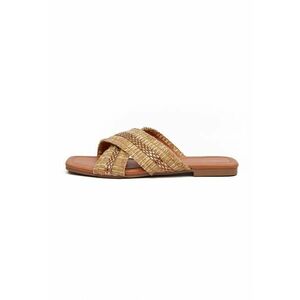 Slide Shoes With Beads Application - Beige - Bej imagine