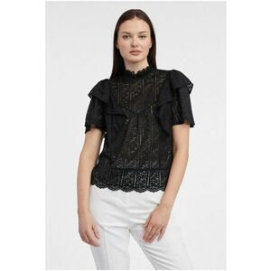 Bluza cu broderie florala - Negru imagine