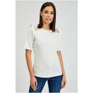 Tricou cu garnituri de dantela - Alb imagine