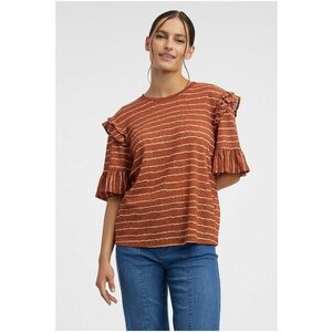 Bluza in dungi cu volane - Maro scortisoara imagine