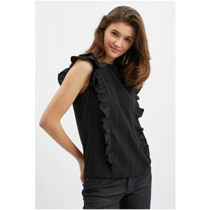 Bluza brodata cu garnituri cu volane - Negru imagine