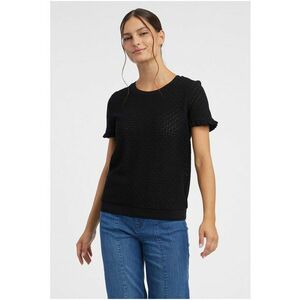 Tricou dama - bumbac - scurt - decolteu rotund - negru imagine