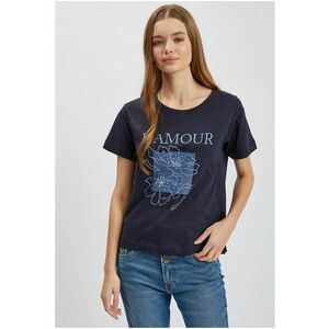 Tricou de bumbac cu imprimeu - Bleumarin imagine
