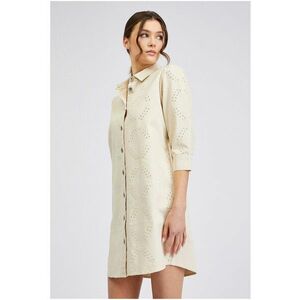 Rochie-camasa dreapta cu design perforat - Bej deschis imagine