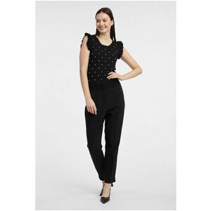 Top slim fit cu volane - Alb/Negru imagine