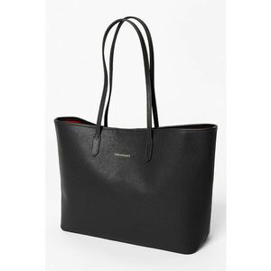 Geanta shopper din piele cu logo discret - Negru imagine