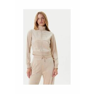 Bluza de trening cu fermoar - guler inalt si aspect de catifdwqfa - Bej imagine