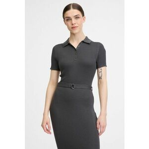 Rochie midi cambrata cu striatii - Gri antracit imagine