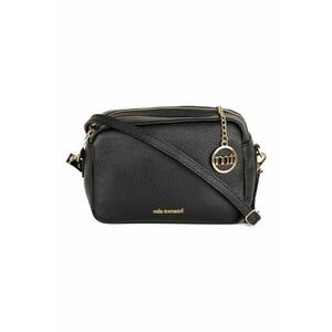 Geanta crossbody de piele cu 2 compartimente - Negru imagine