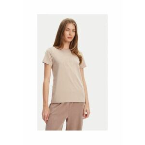 Tricou din amestec de bumbac cu model uni si maneci scurte imagine