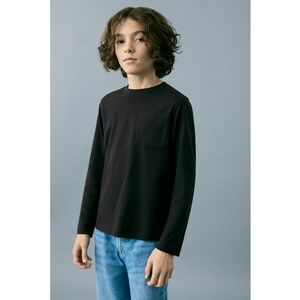Bluza din bumbac cu buzunar pe piept - Negru imagine