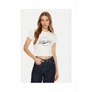 Tricou crop cu print logo. - Alb imagine
