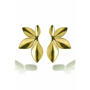 Cercei placati cu aur de 18K si model floral - Auriu imagine