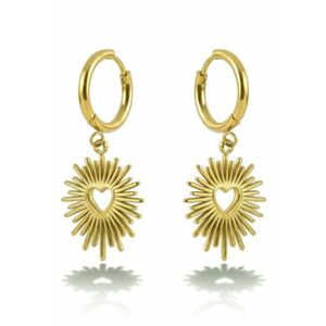 Cercei rotunzi drop placati cu aur de 18K - Auriu imagine