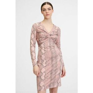Rochie cu model si decolteu in V - Negru stins/Roz prafuit imagine