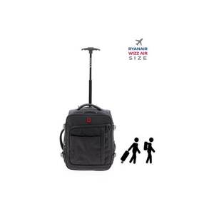 Rucsac cu role 40x30x20/23 cm extensibil - bagaj de mana Wizz Air/Ryanair - 24/28L - poliester hidrofug - 15 inch - Gladiator Loop - negru imagine
