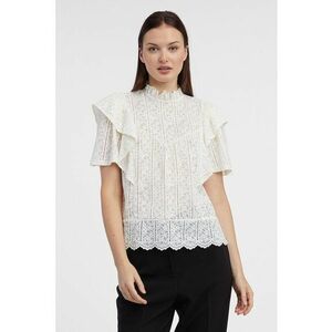 Bluza cu broderie florala - Alb murdar imagine