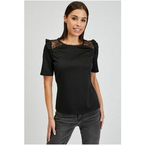 Tricou cu garnituri de dantela - Negru imagine