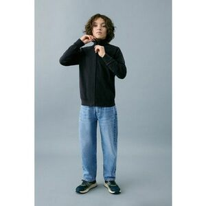 Bluza de trening cu fermoar si guler mediu - Negru melange imagine