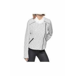 Jacheta Dama - Feminine Boucle Jacket - Regular Fit - Design Clasic - Maneci Lungi - 2 Buzunare - Cu Fermoar - Bumbac - Gri - Grej imagine