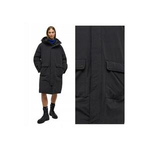 Jacheta Dama - Long Parka - Regular Fit - Design Clasic - Maneci Lungi - 2 Buzunare - Cu Fermoar - Bumbac - Negru - Negru imagine