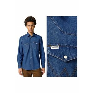 Camasa Barbati - Western Shirt - Regular Fit - Design Clasic - Maneci Lungi - Cu Guler - Cu Nasturi - Bumbac - S INTL - Albastru imagine