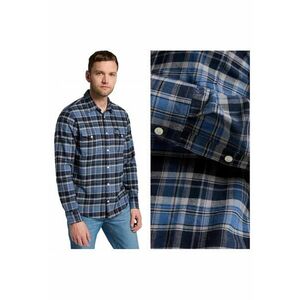 Camasa Barbati - Regular Shirt - Regular Fit - Design Clasic - Maneci Lungi - Cu Guler - Cu Nasturi - Bumbac - Albastru imagine