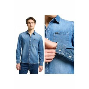 Camasa Barbati - Leesure Shirt - Regular Fit - Design Clasic - Maneci Lungi - Cu Guler - Cu Nasturi - Bumbac - Albastru - Albastru imagine